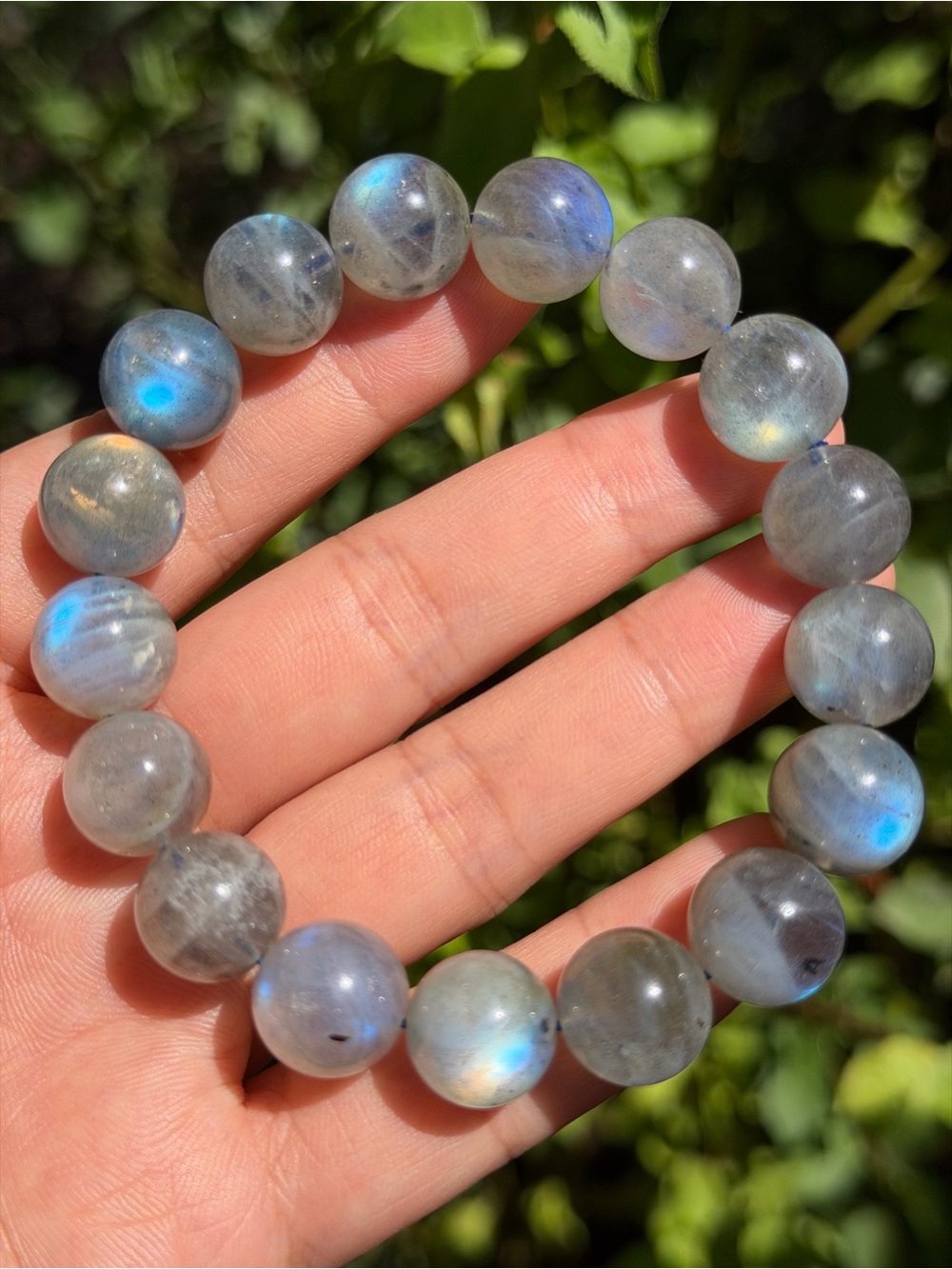 12.5mm Stretchable Flashy Labradorite Bracelet 2037